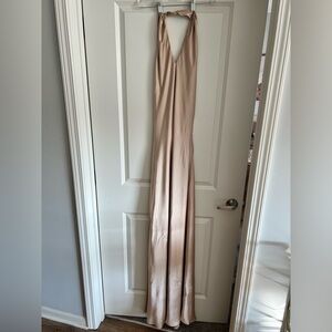 Jasmine Halter Maxi Dress Champagne Luxe Satin
